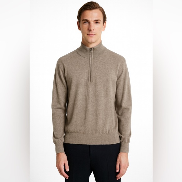 J.Crew Mens Sweater L 1/4 Zip Pullover Pullower Brown Long Sleeve Casual - Picture 1 of 8